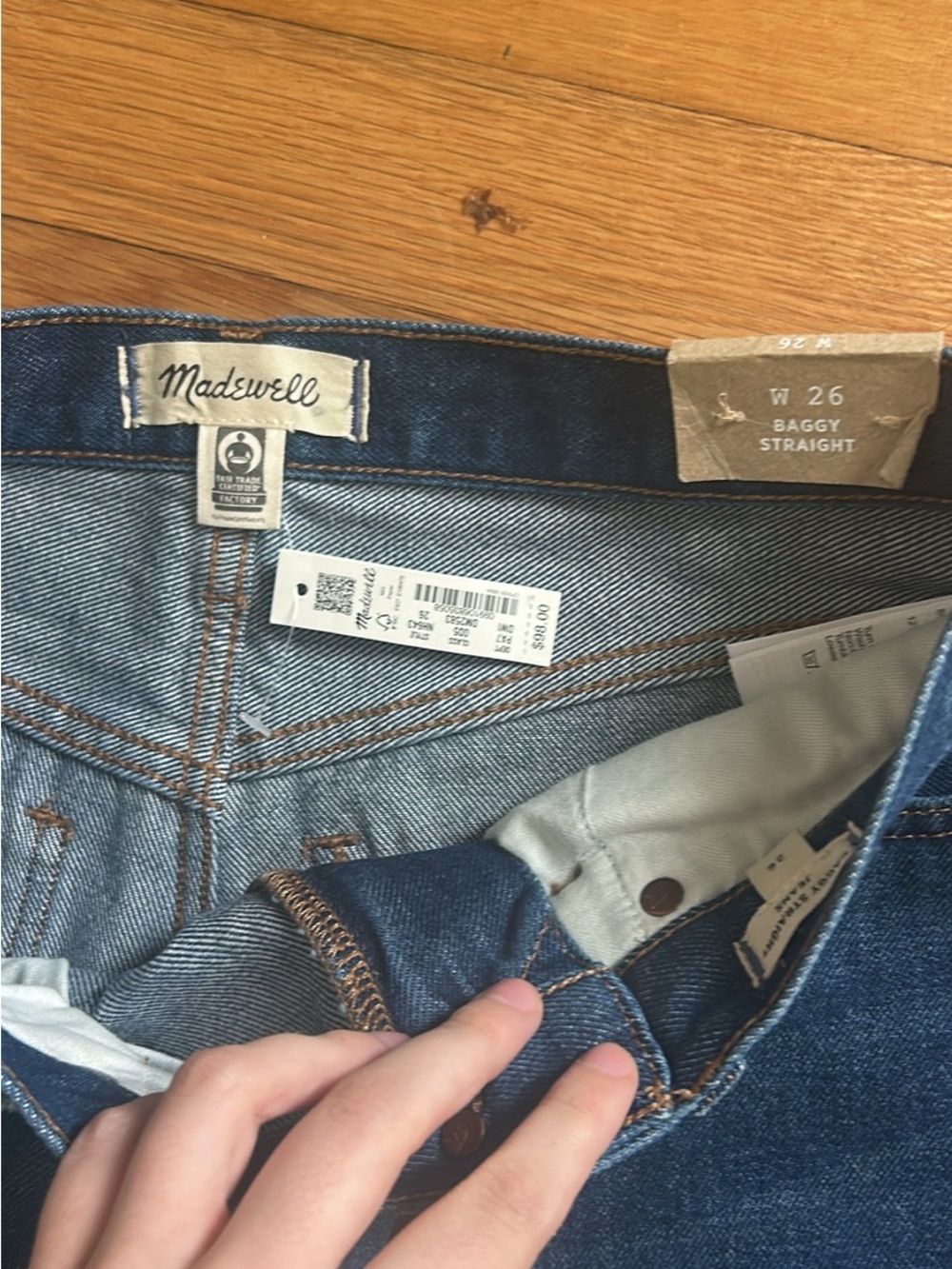 NWT MADEWELL High-Rise Straight Leg Jeans in Dark Blue Denim - Picture 2 of 2
